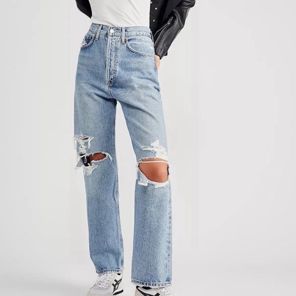 Agolde Denim - AGOLDE 90s Jean Mid Rise Loose Organic Cotton Women’s 24 Distressed